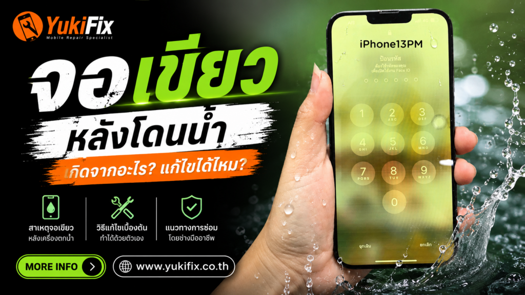 จอเขียวหลังโดนน้ำ เกิดจากอะไร?